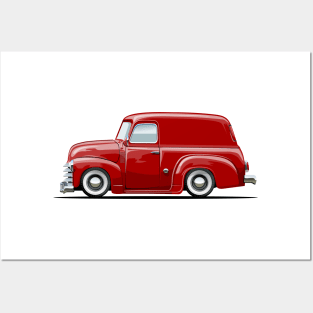 Cartoon retro delivery van Posters and Art